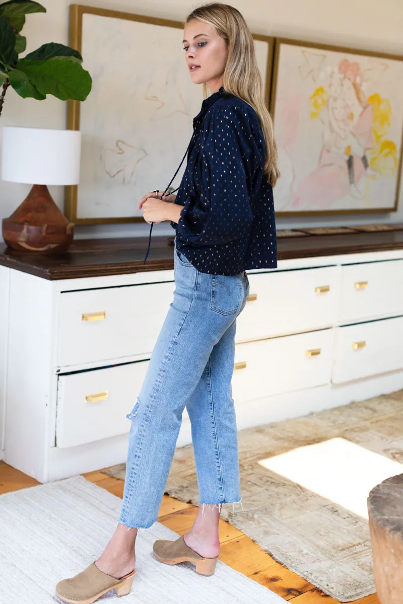 Emmaline Blouse - Maritime Gold Dot Lurex sold by Emerson Fry product image thumbnail 3