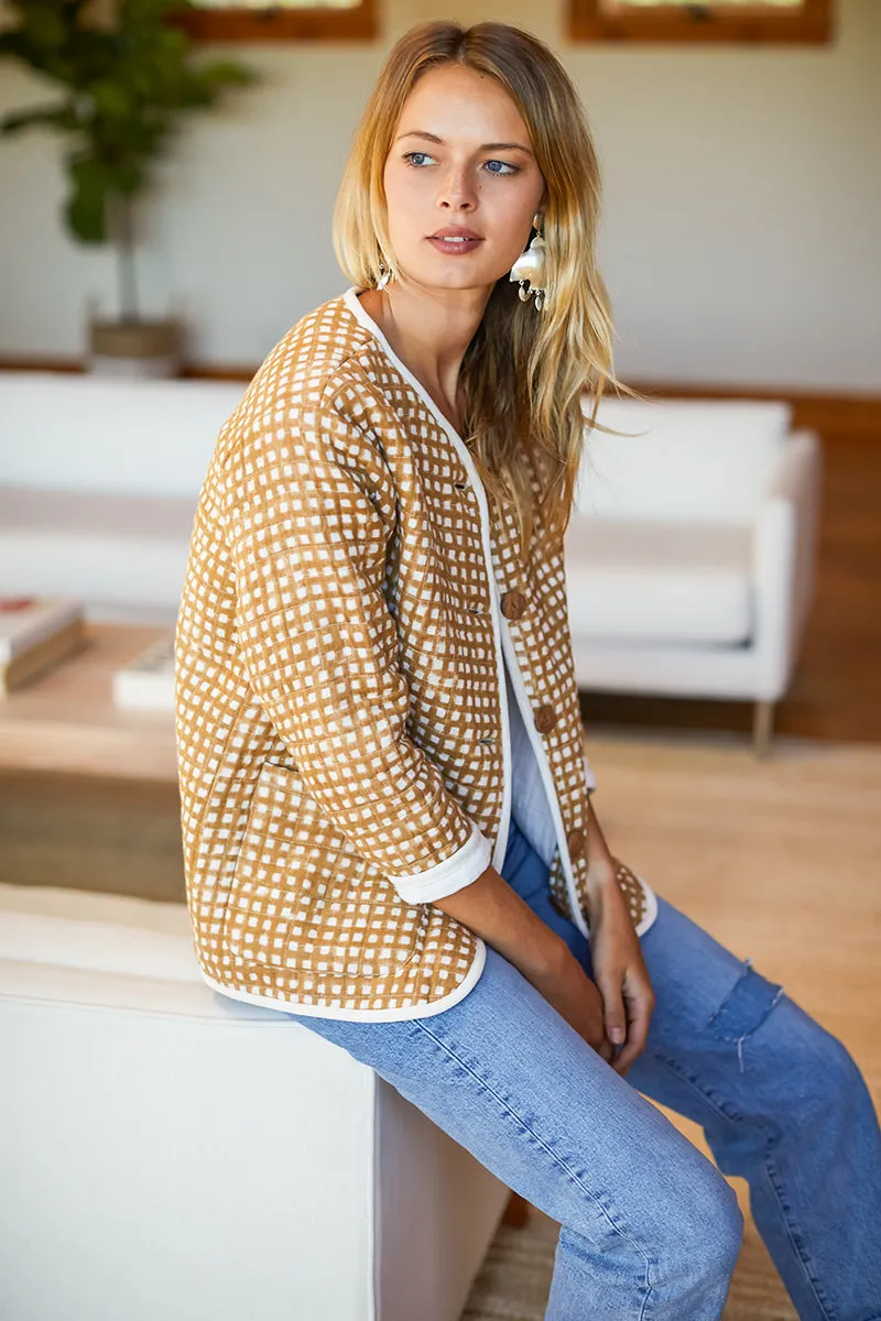 India Quilted Jacket - Ochre Gingham Organic sold by Emerson Fry product image thumbnail 4