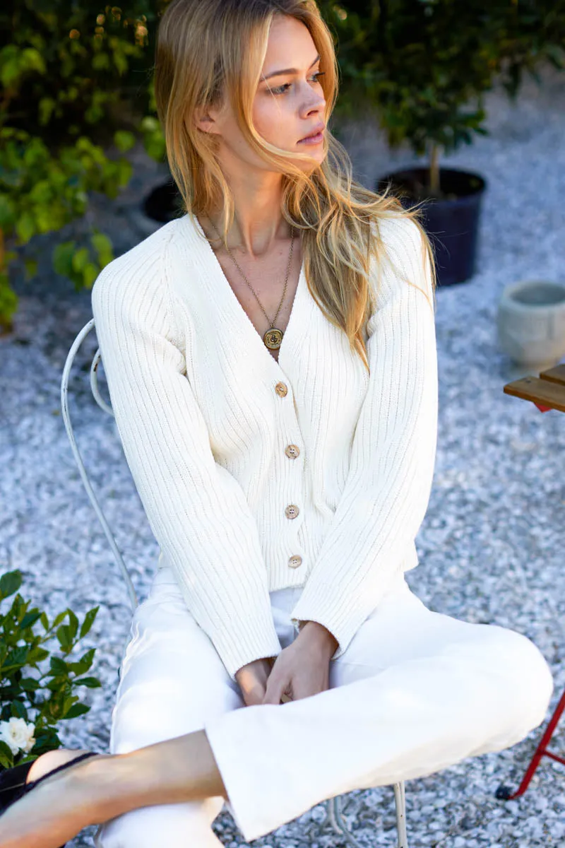 Low V Neck Cardigan - Ivory Organic sold by Emerson Fry product image thumbnail 2