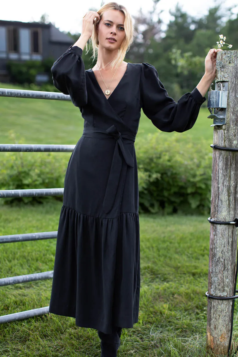 Marigot Tier Wrap Dress - Black Tencel sold by Emerson Fry product image thumbnail 3