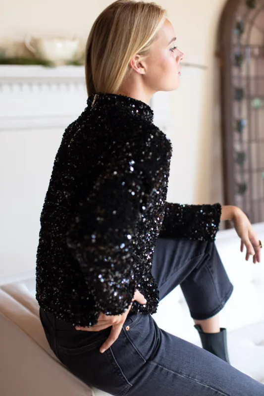 Edie Top - Black Sequin sold by Emerson Fry