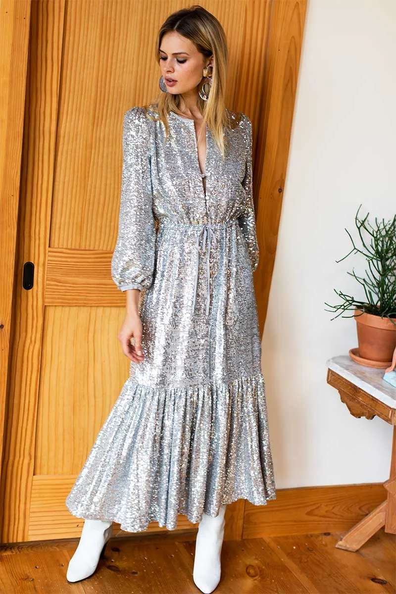 Frances Dress - Silver Sequin sold by Emerson Fry