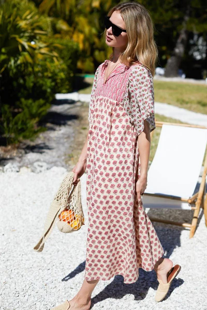 Basalie Midi Dress - Patchwork Rosey Organic sold by Emerson Fry