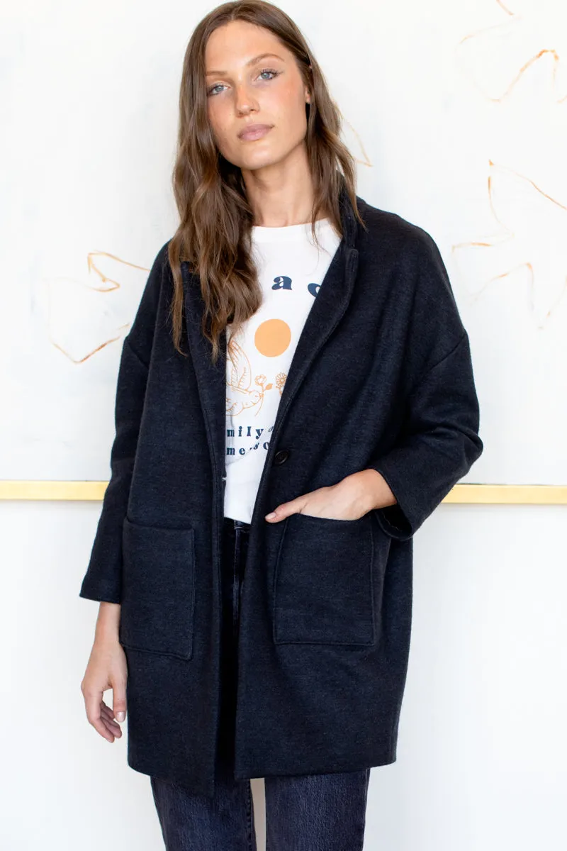 Car Coat - Black Wool Cotton sold by Emerson Fry