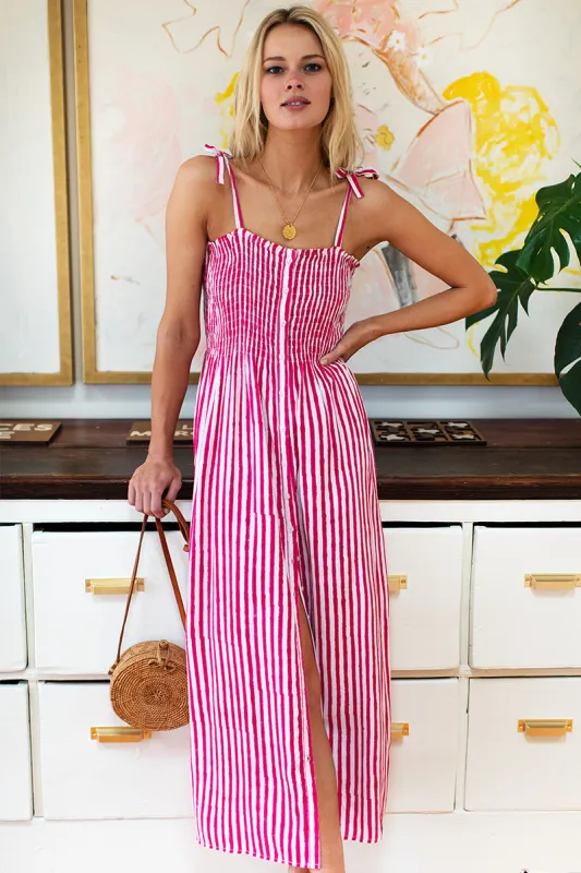 Santiago Sundress - Pink Yarrow Stripe sold by Emerson Fry