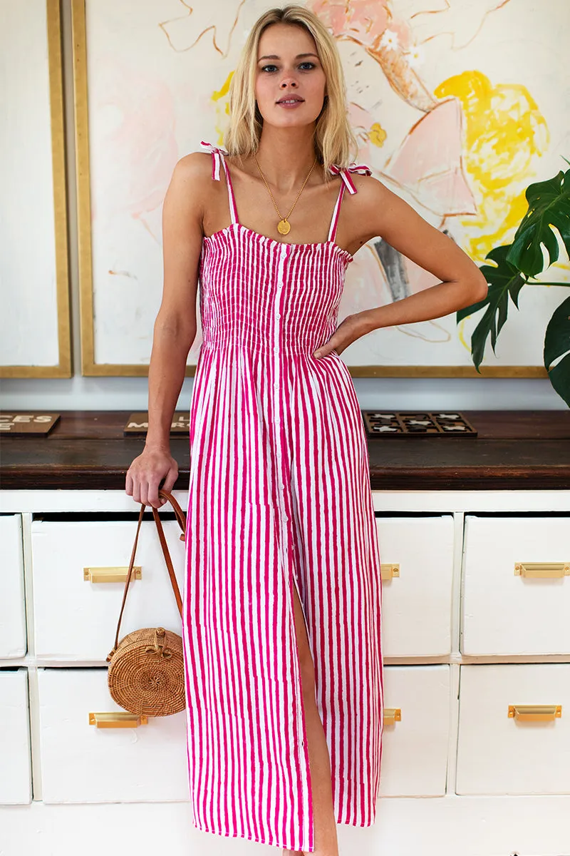 Santiago Sundress - Pink Yarrow Stripe sold by Emerson Fry