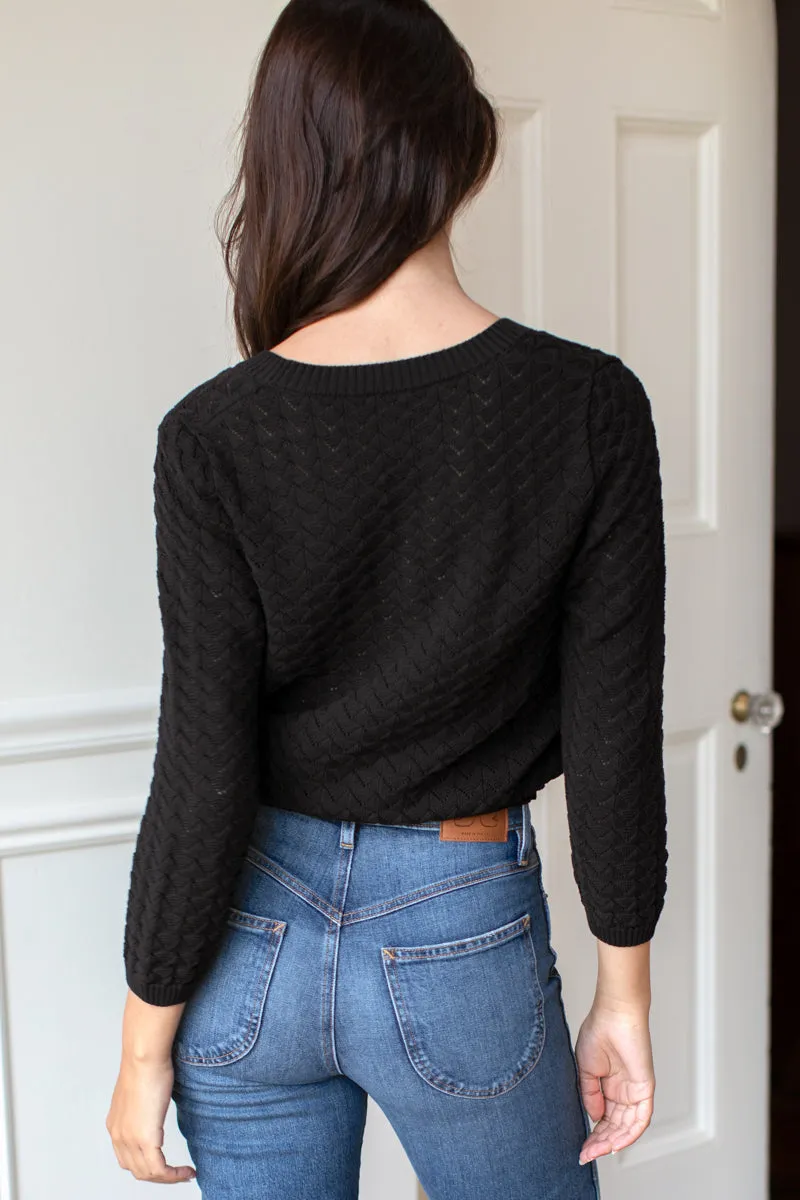 Astrid Cardigan - Black Organic Cotton + Silk sold by Emerson Fry product image thumbnail 5