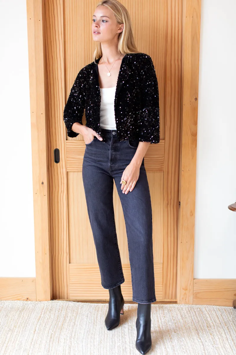 Paillette Crop Jacket - Black Sequin sold by Emerson Fry product image thumbnail 5