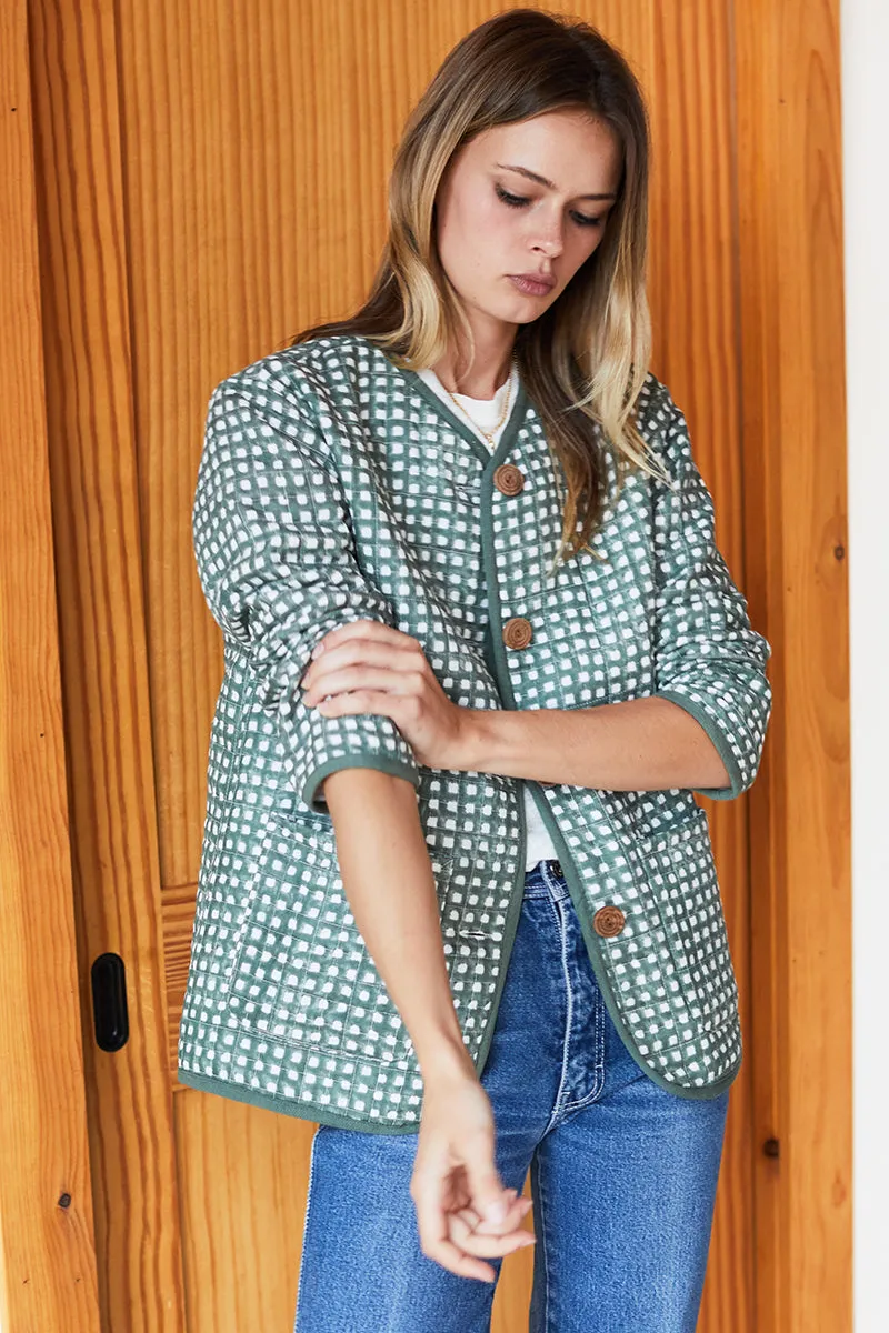 India Quilted Jacket - Moss Gingham Organic sold by Emerson Fry product image thumbnail 2