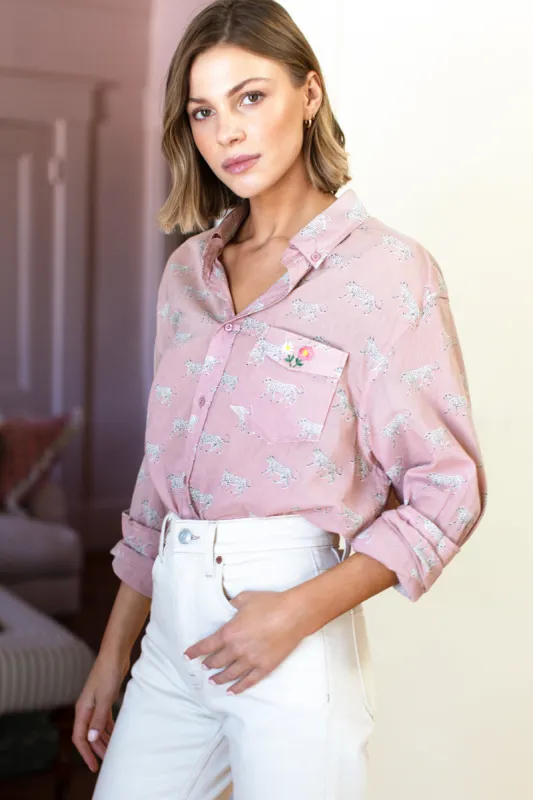 Ryan Shirt - Rose Tan Cheetah Organic sold by Emerson Fry
