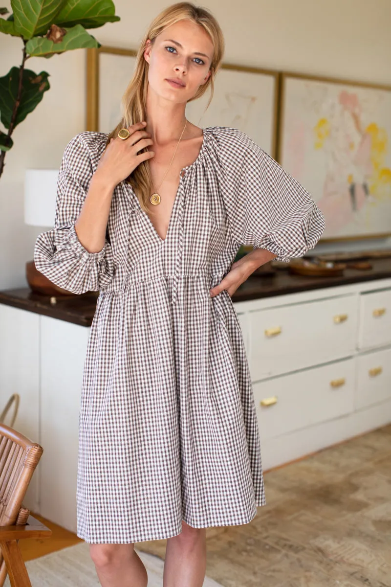 Rakel Keyhole Short Dress - Coffee Gingham sold by Emerson Fry product image thumbnail 2