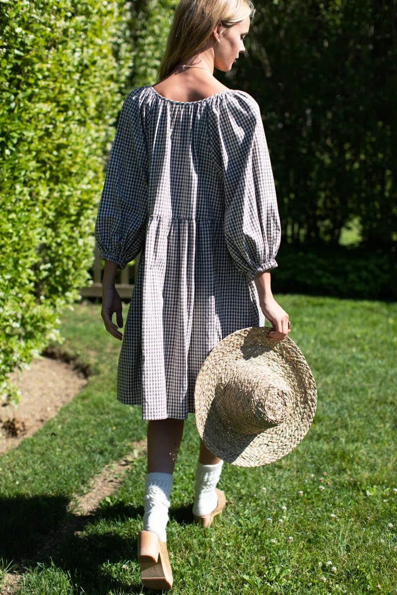 Rakel Keyhole Short Dress - Coffee Gingham sold by Emerson Fry product image thumbnail 5