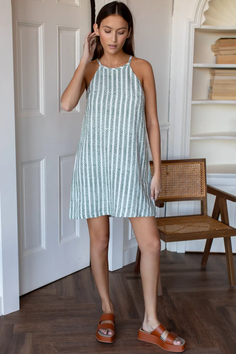 High Neck Short Dress - Climbing Vines Linen sold by Emerson Fry product image thumbnail 2