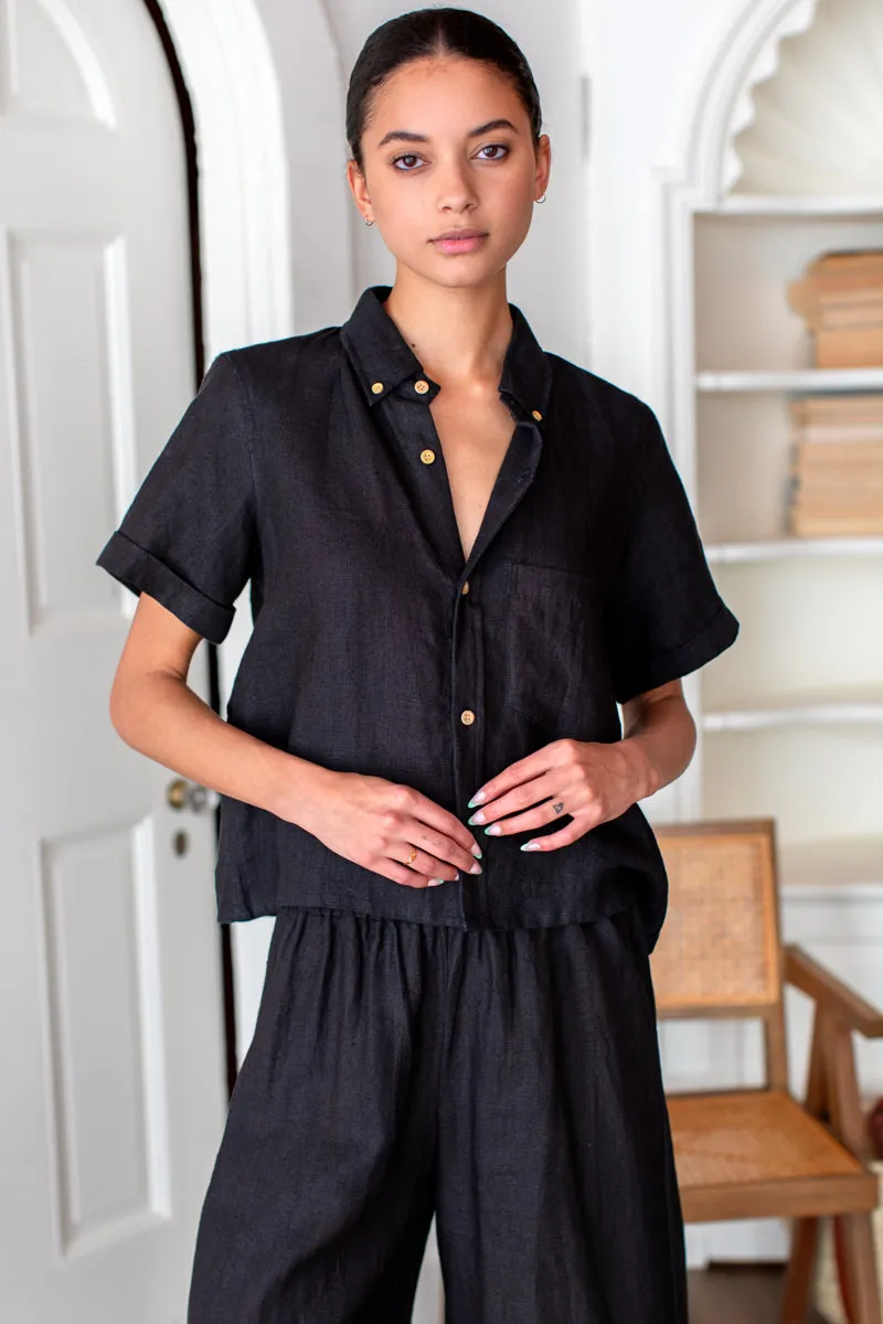 Boxy Shirt - Jet Black Linen sold by Emerson Fry product image thumbnail 3