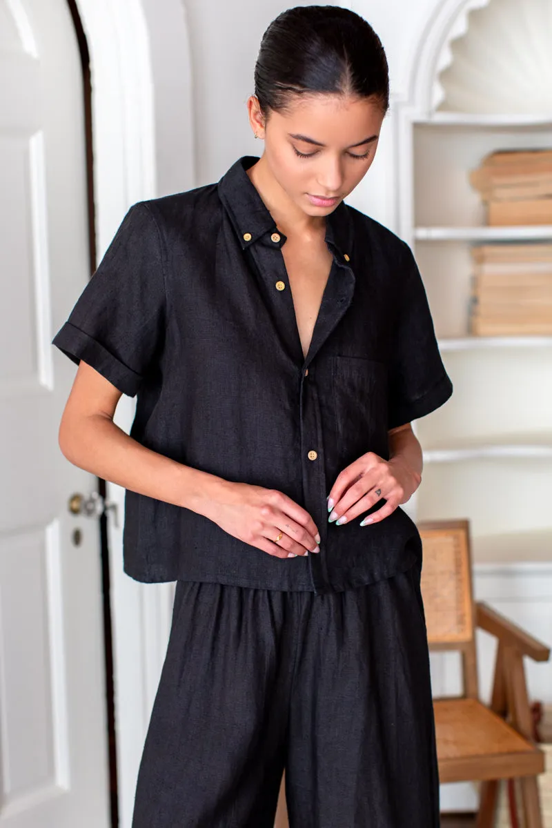 Boxy Shirt - Jet Black Linen sold by Emerson Fry product image thumbnail 2