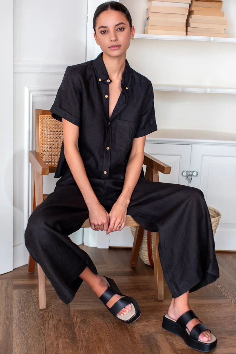 Boxy Shirt - Jet Black Linen sold by Emerson Fry product image thumbnail 4