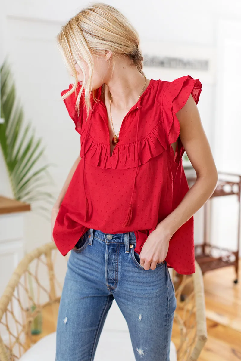 Antoinette Top - Red Swiss Dots sold by Emerson Fry product image thumbnail 2