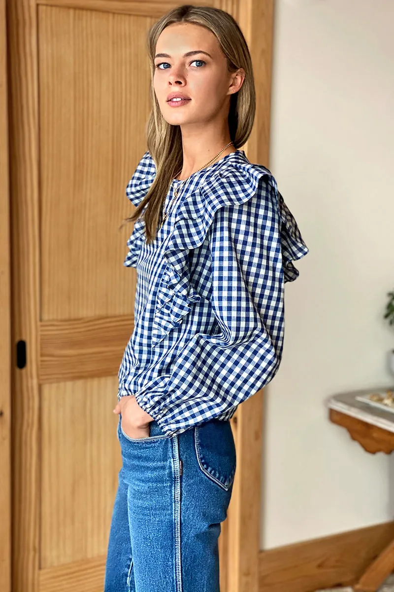 Filipa Blouse - Indigo Gingham sold by Emerson Fry product image thumbnail 3