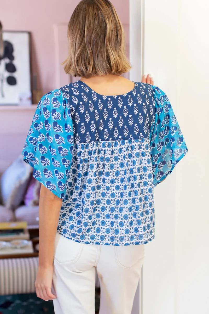 Basalie Top - Patchwork Blues Organic sold by Emerson Fry product image thumbnail 5