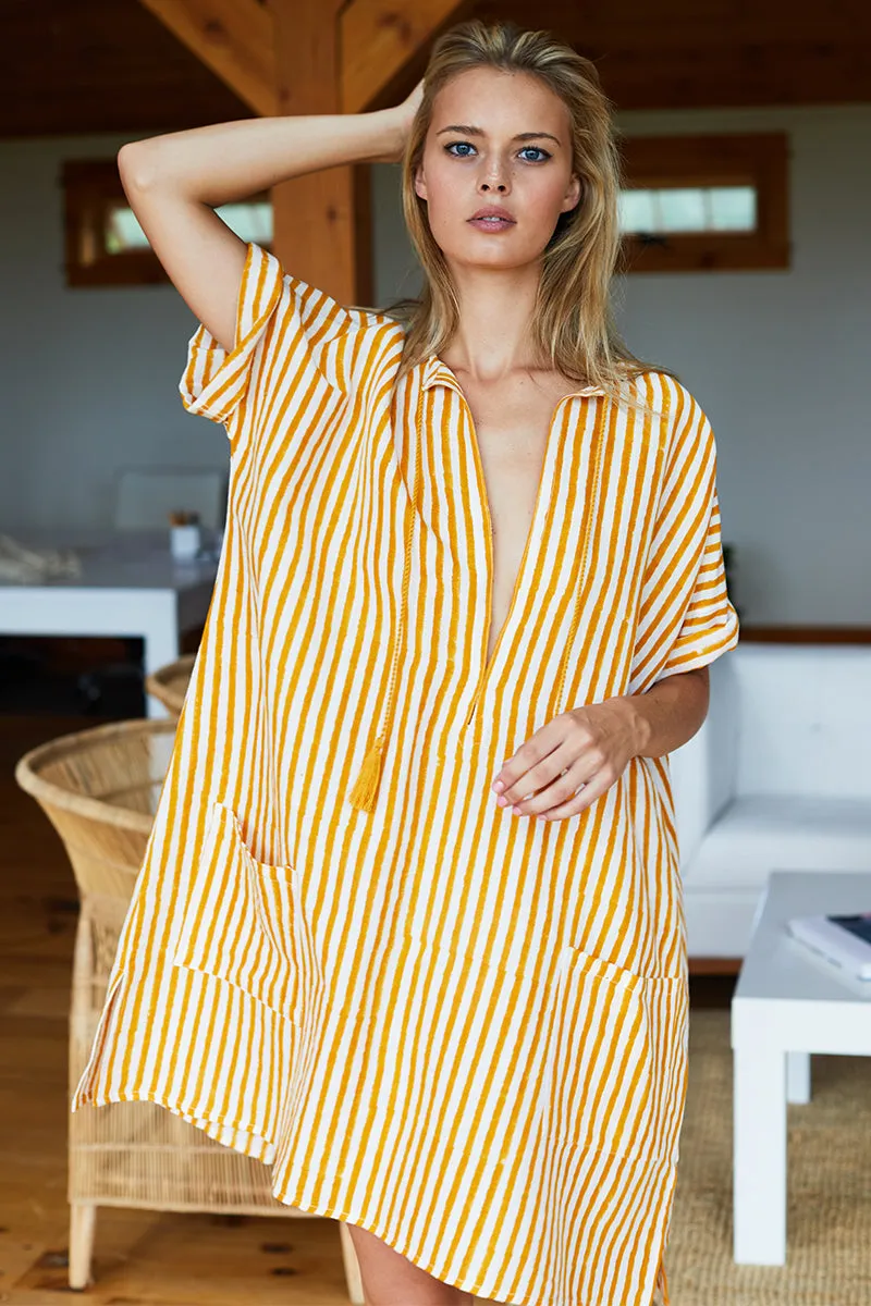 Organic Linen Caftan - Marigold Stripe sold by Emerson Fry product image thumbnail 5