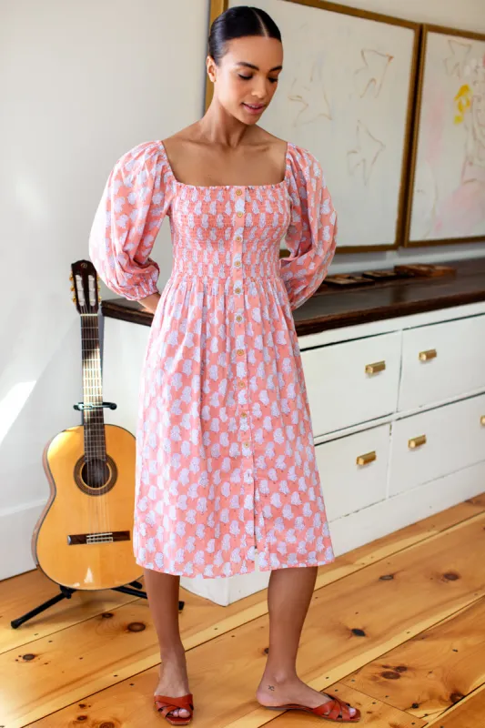 Santiago 2 Long Sleeve Dress - Little Marigolds Apple + White Organic sold by Emerson Fry