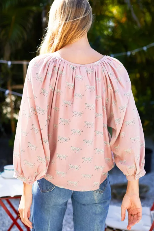 Lucy Blouse - Rose Tan Cheetah Organic sold by Emerson Fry