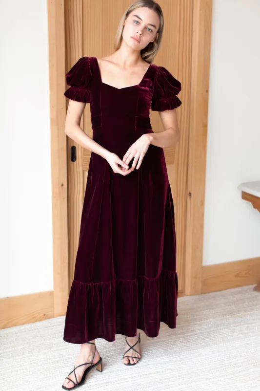 Daughters Dress - Merlot Silk Velvet sold by Emerson Fry