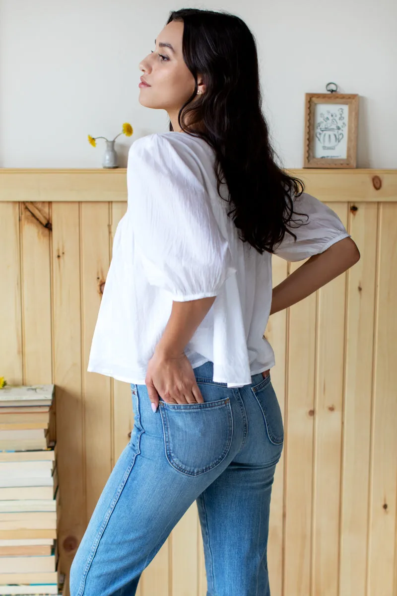 Embroidered Puff Isla Top - Cloud White Organic sold by Emerson Fry product image thumbnail 4