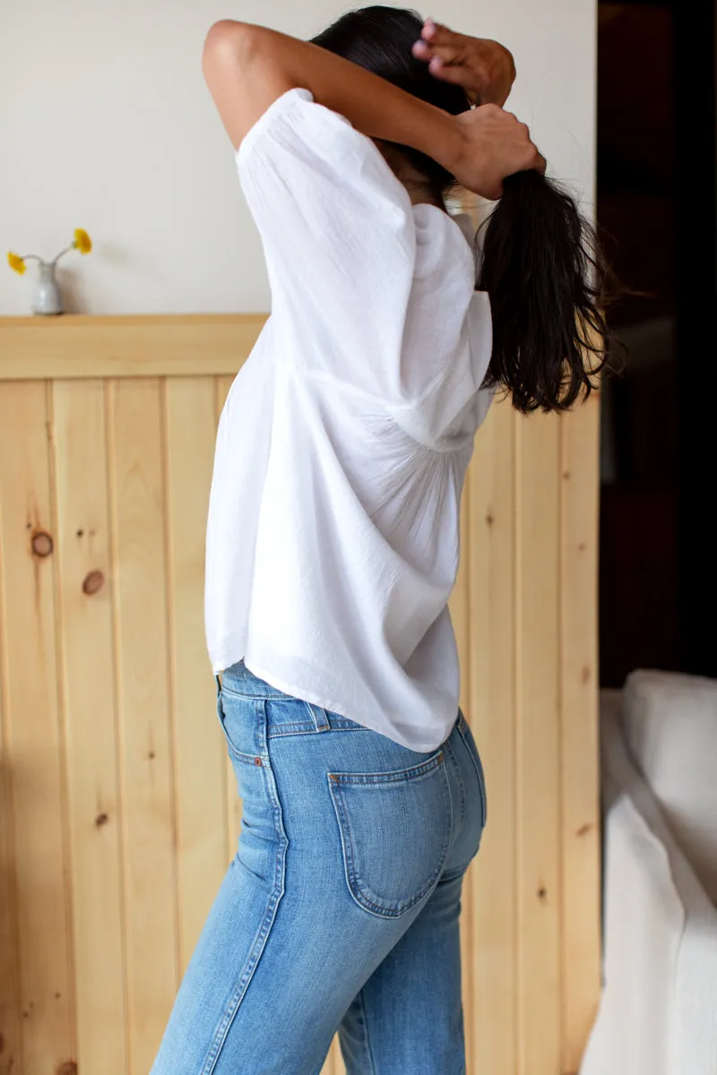 Embroidered Puff Isla Top - Cloud White Organic sold by Emerson Fry product image thumbnail 3