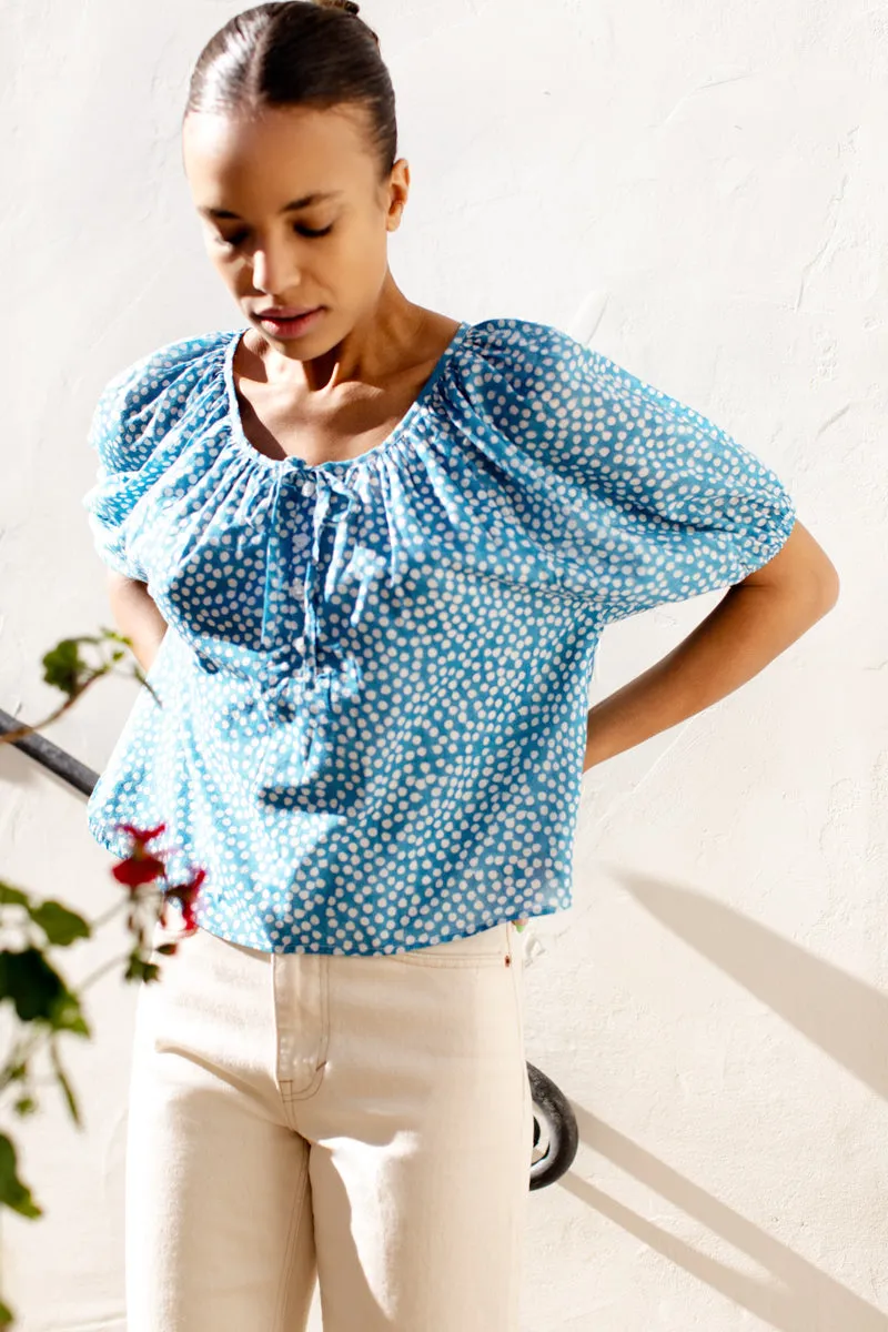 Luie Top - Painterly Dots Blue Organic sold by Emerson Fry product image thumbnail 2