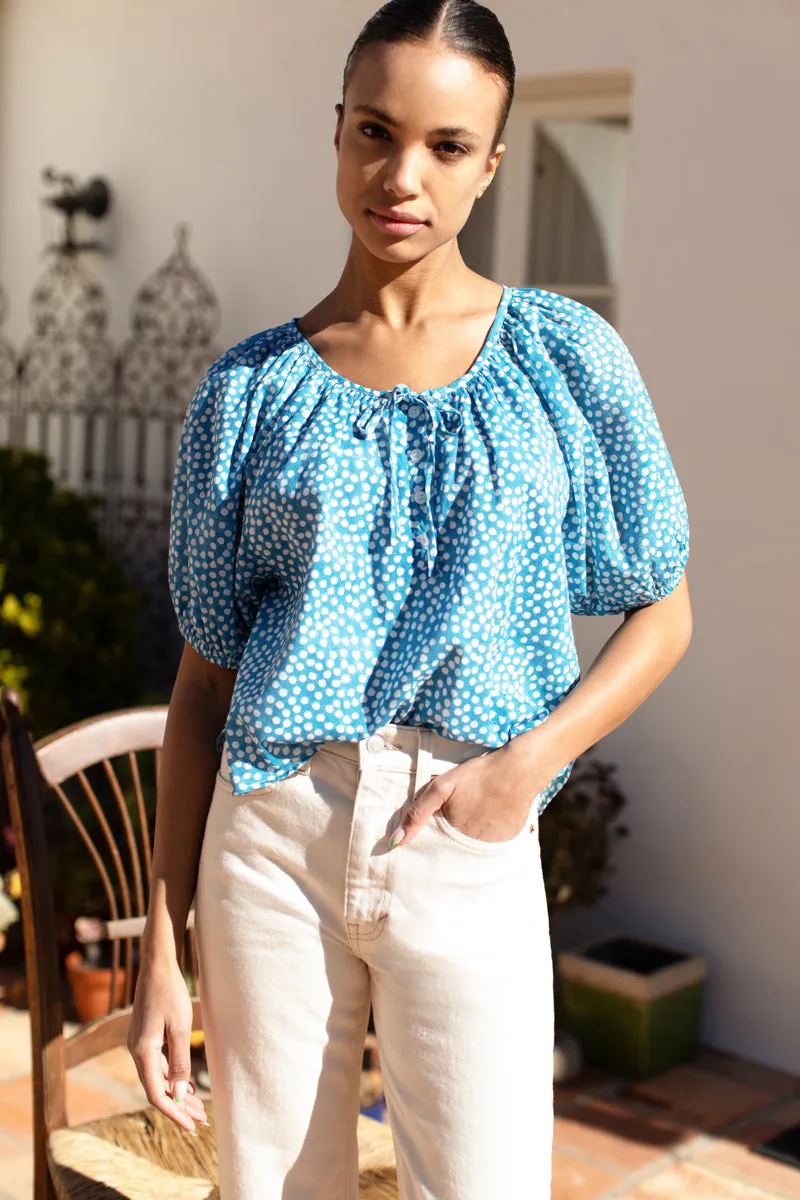 Luie Top - Painterly Dots Blue Organic sold by Emerson Fry product image thumbnail 3
