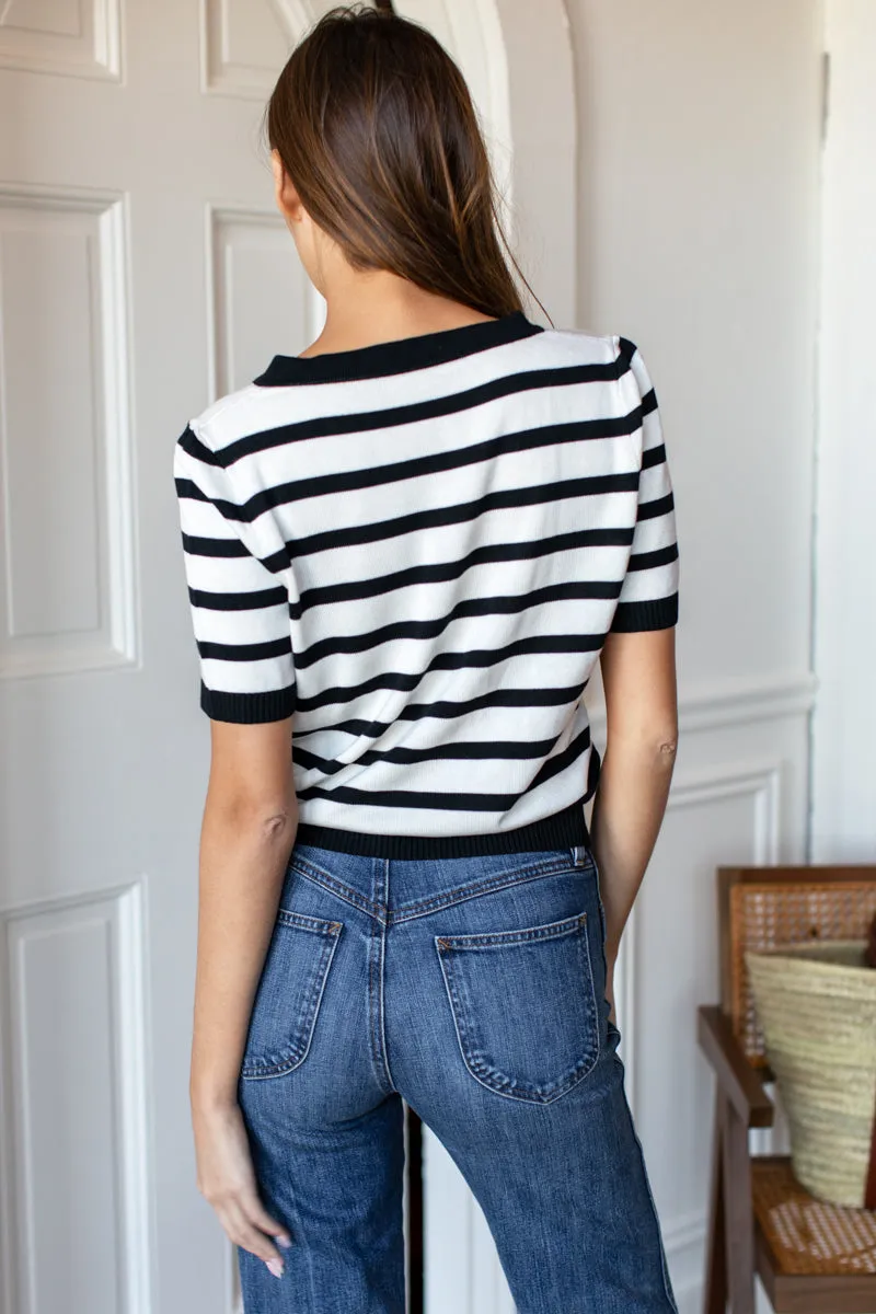 Luxe Emerson Knit Top - Mariner Stripe Tencel + Cashmere sold by Emerson Fry product image thumbnail 2