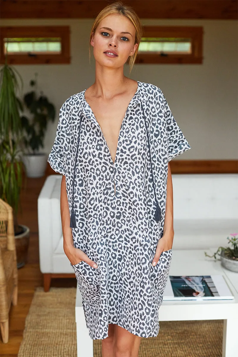 Organic Linen Caftan - Charcoal Leopard sold by Emerson Fry product image thumbnail 4
