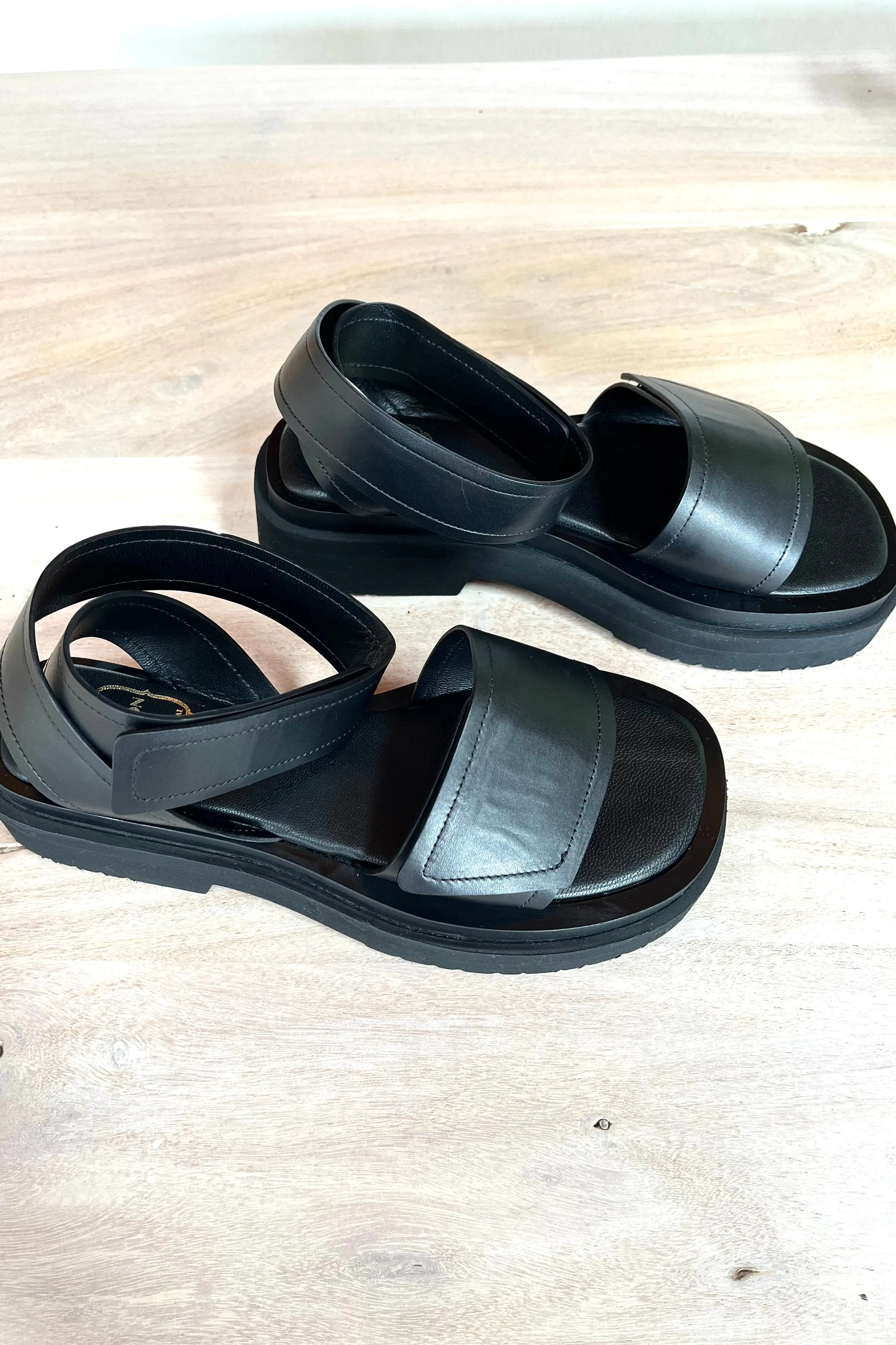 Cross Platform Sandal - Black Leather sold by Emerson Fry