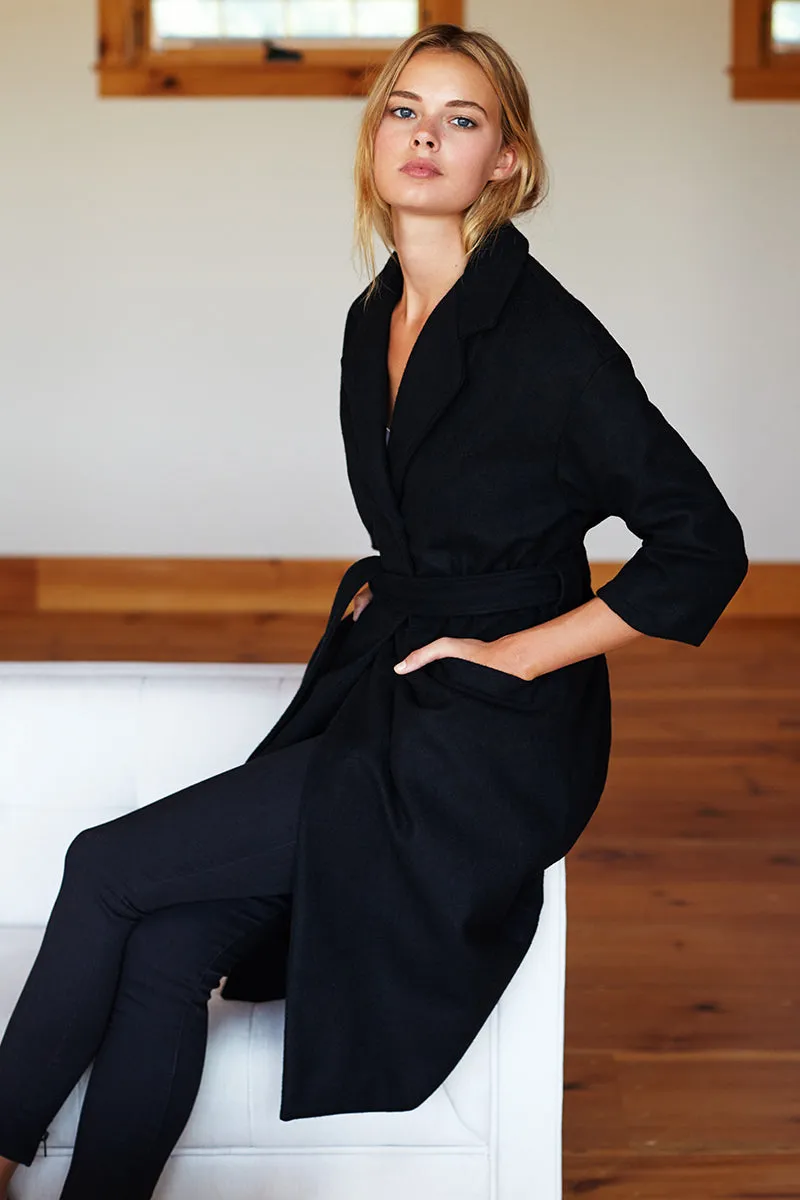 Drop Shoulder Coat - Black Wool sold by Emerson Fry product image thumbnail 5