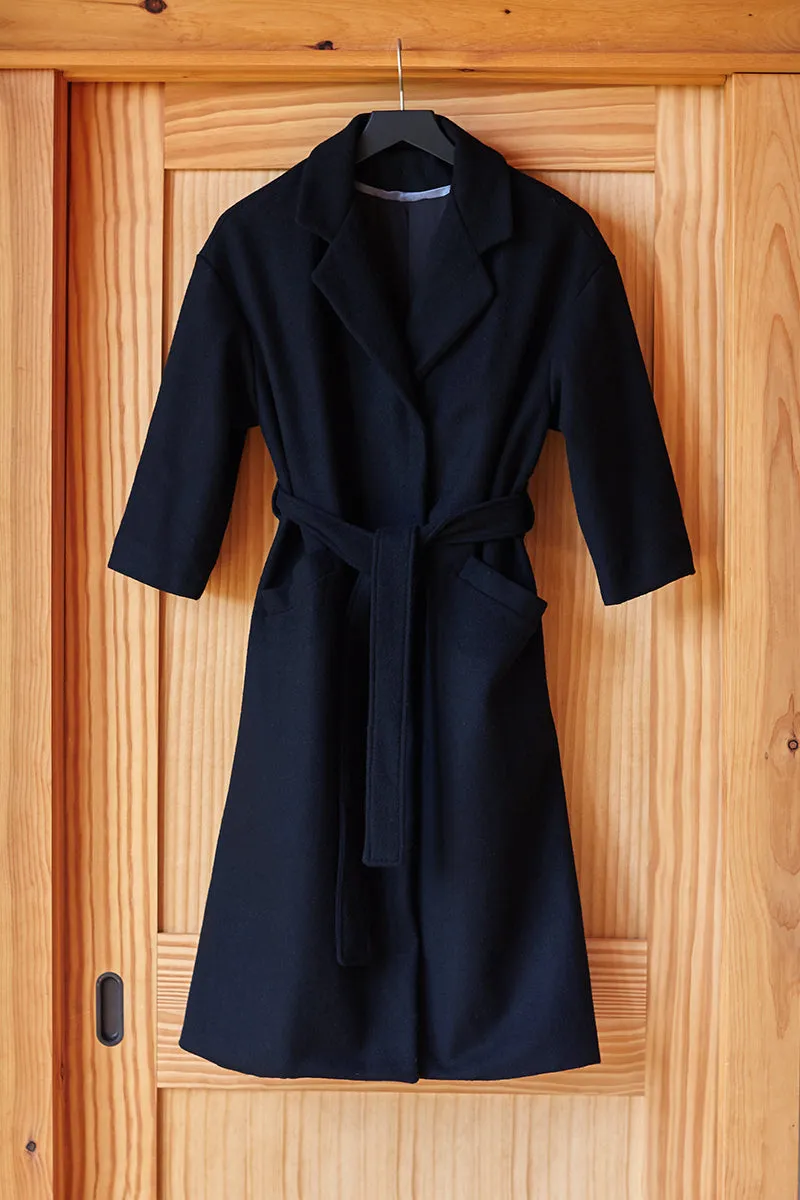 Drop Shoulder Coat - Black Wool sold by Emerson Fry product image thumbnail 4