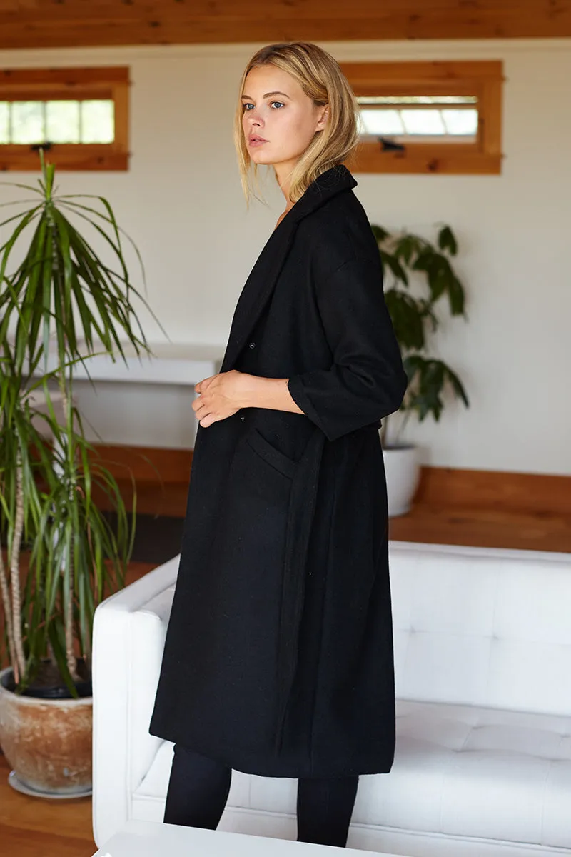 Drop Shoulder Coat - Black Wool sold by Emerson Fry product image thumbnail 3