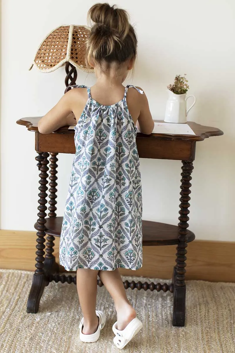 Little Fry Sundress - Flowers Blue Organic sold by Emerson Fry
