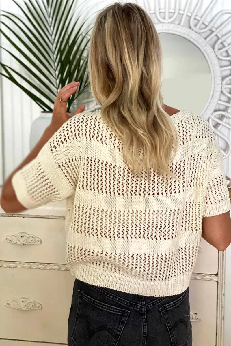 Short Sleeve Sweater - Ivory sold by Emerson Fry product image thumbnail 4