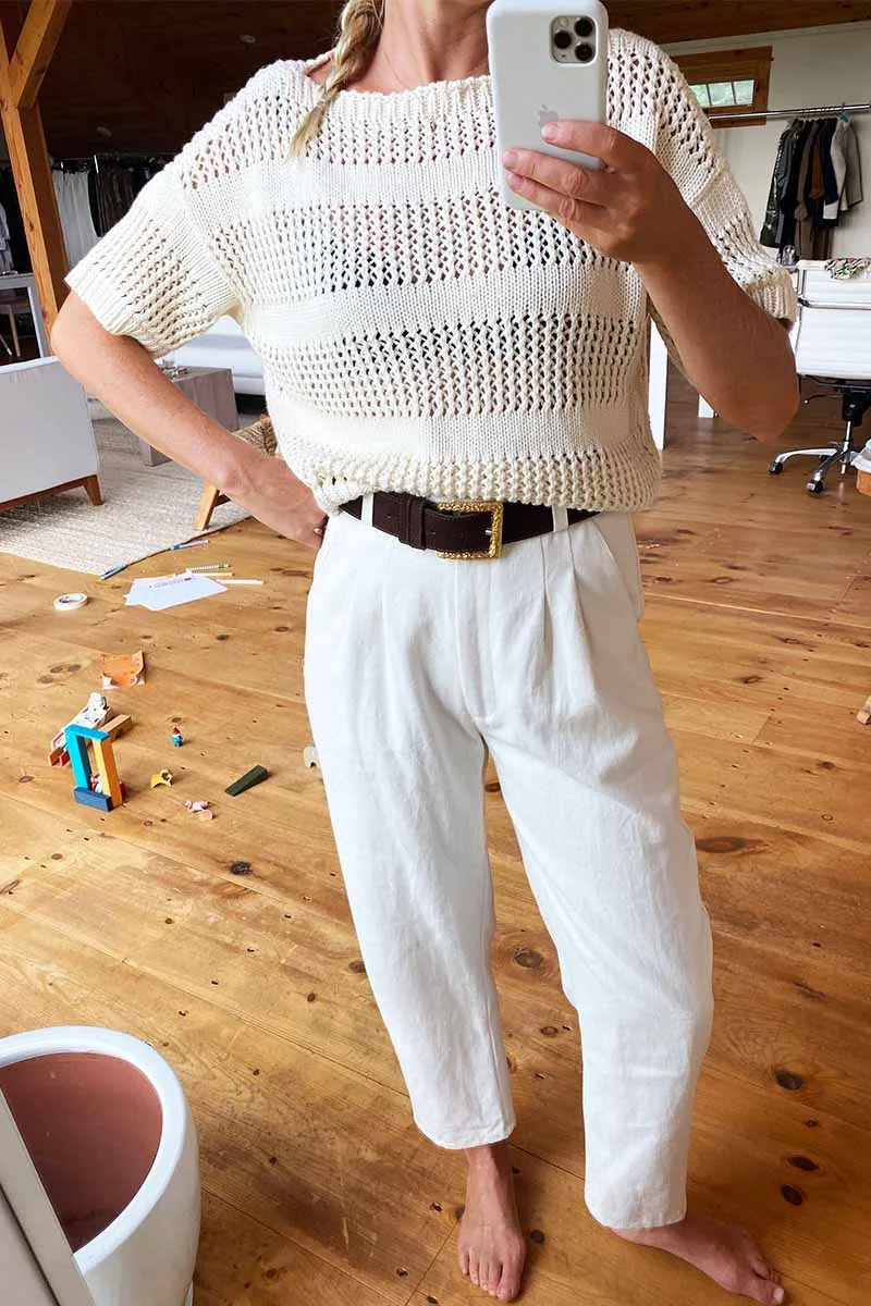 Short Sleeve Sweater - Ivory sold by Emerson Fry