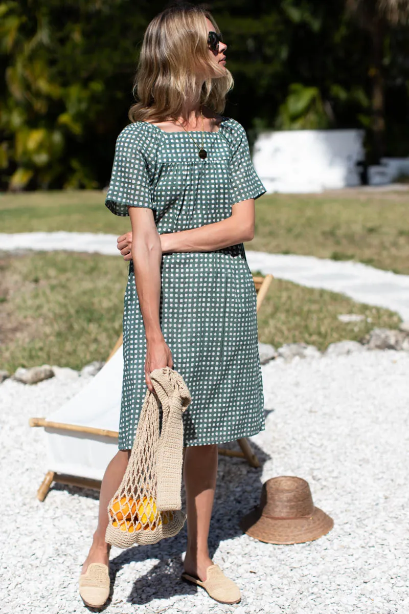 Colette Short Dress - Moss Gingham Organic sold by Emerson Fry product image thumbnail 5