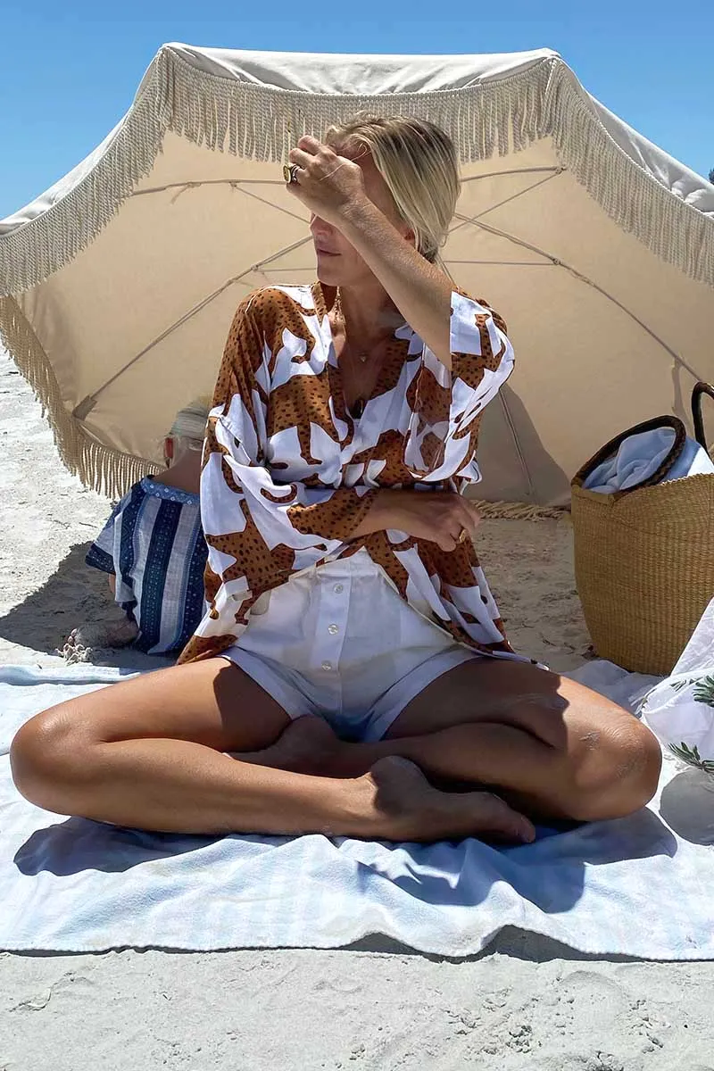 Fete Kimono - White Cheetah sold by Emerson Fry