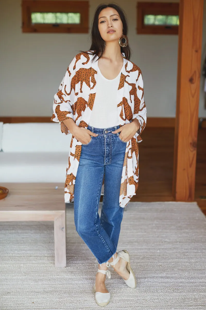 Fete Kimono - White Cheetah sold by Emerson Fry product image thumbnail 2