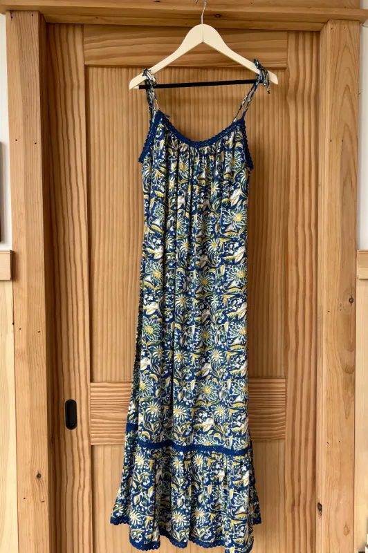 India Crochet Trim Sundress - Pincushion Flower Satin sold by Emerson Fry