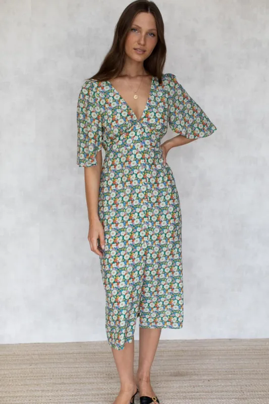 Juney Angel Sleeve Dress - Meadow Flower Print sold by Emerson Fry