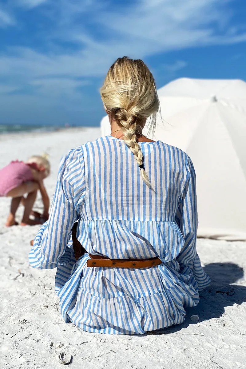 Heirloom Dress - Blue Hand Block Stripe Organic sold by Emerson Fry product image thumbnail 4