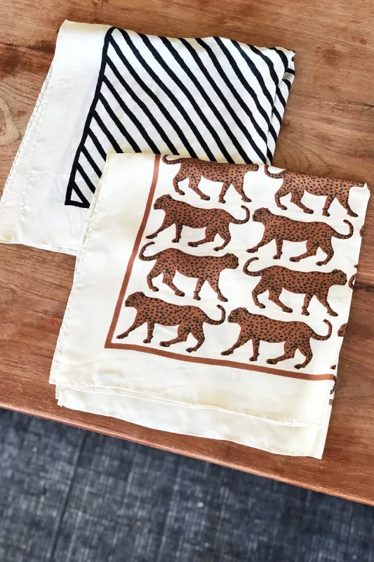Hand Block Scarf - Cheetah Silk made by Emerson Fry