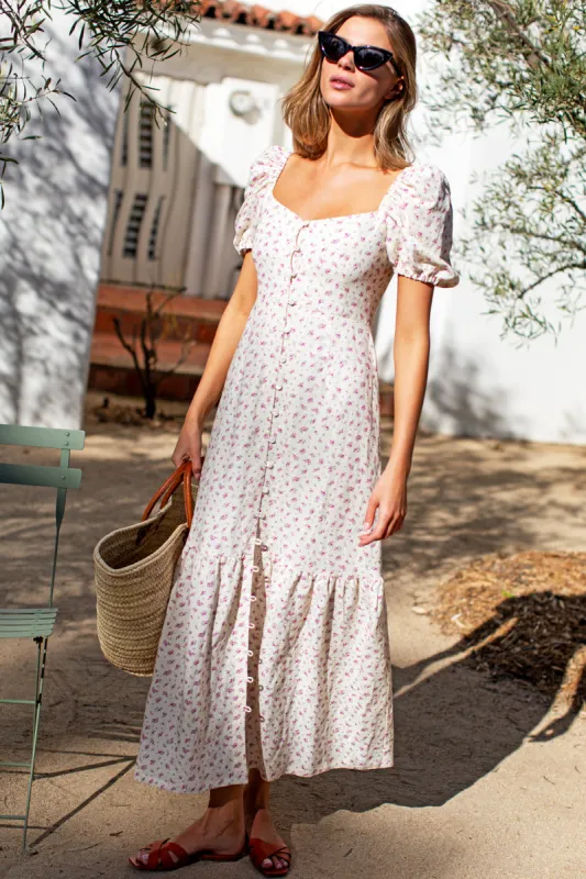 Luie Maxi Dress - Anne Flowers Arctic Pink made by Emerson Fry