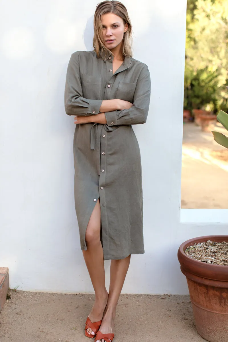 Ry Shirtdress - Olive Linen sold by Emerson Fry product image thumbnail 4