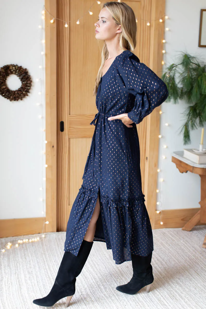 Lucy Lake Dress - Maritime Gold Dot Lurex sold by Emerson Fry product image thumbnail 2